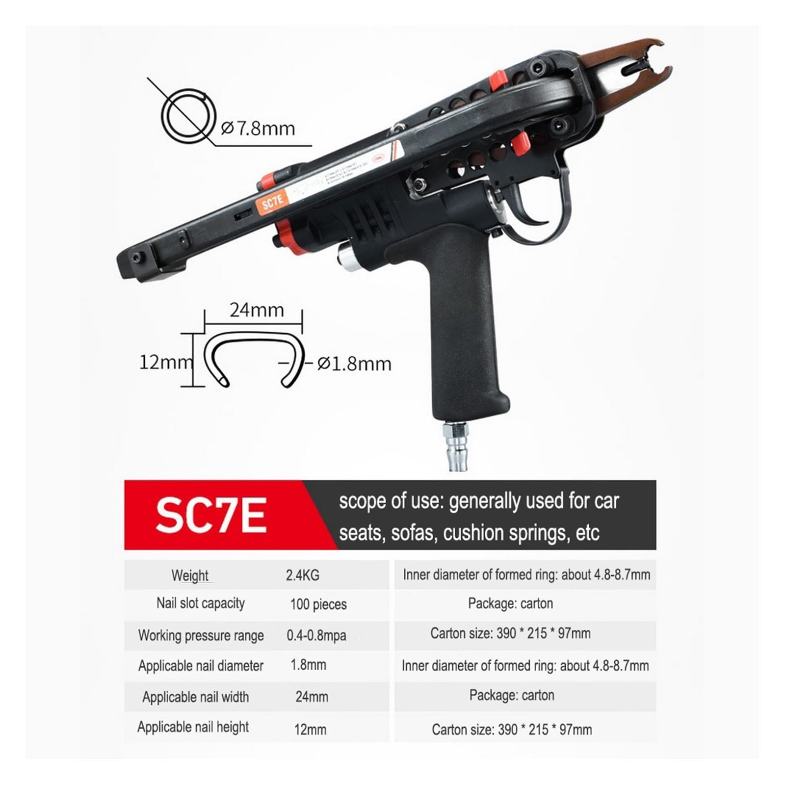 Pinza Sparachiodi C7 Con 2500 Chiodi - Per Materassi, Divani, Gabbie, Chiodatura Automatica - Foto 2