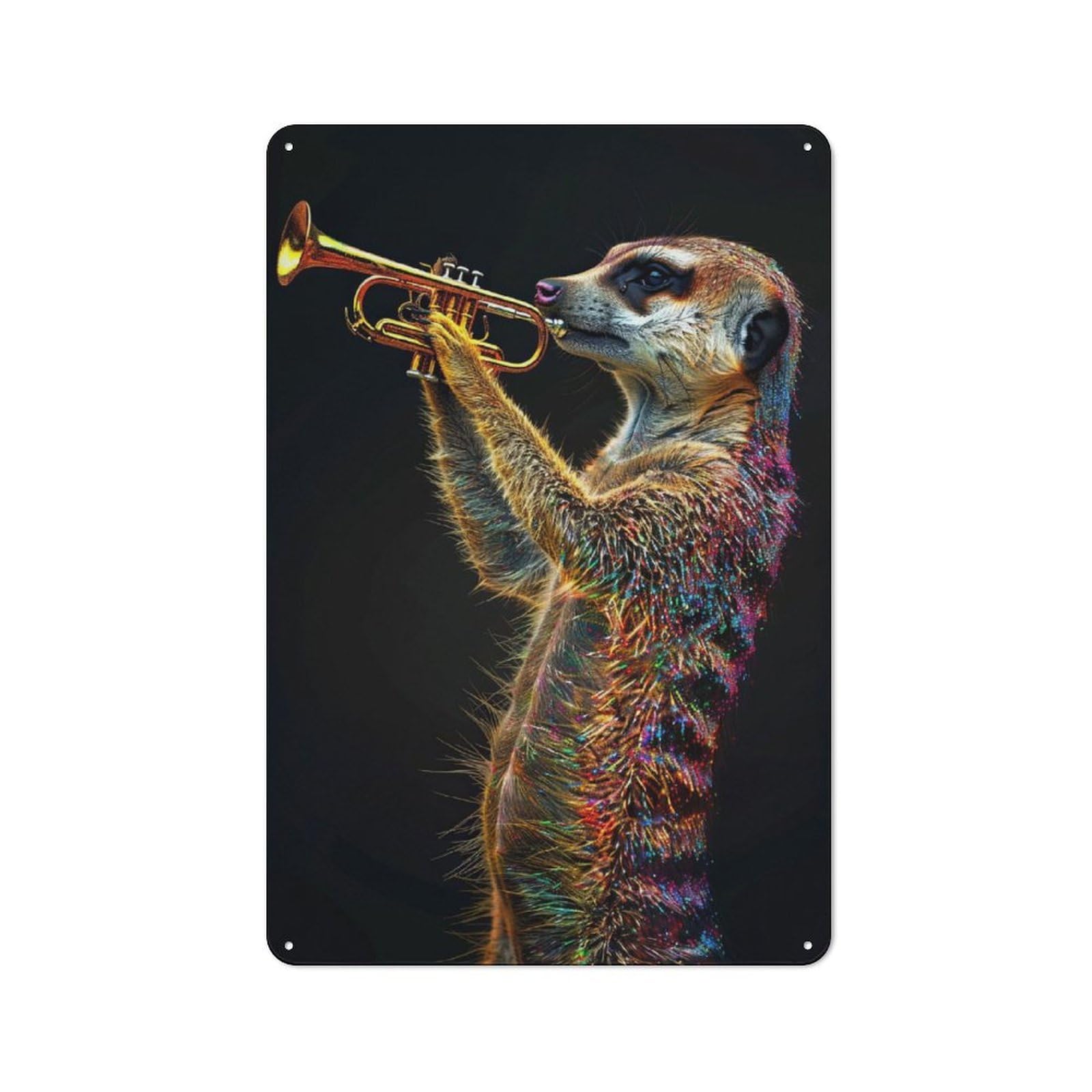 Junmoney Meerkat Trumpet Retro Metal Wall Sign 30X20cm With For Bar Or Restaurant, A Housewarming Gift For Hospitality Decor Collectors