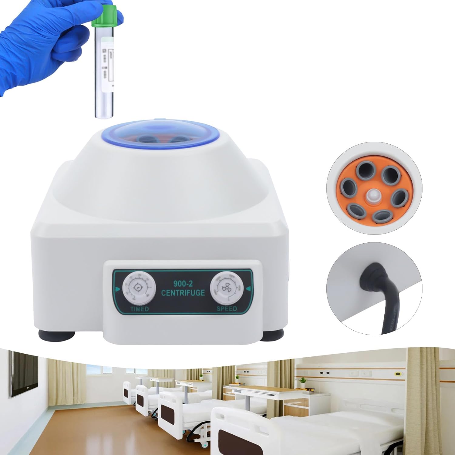 Portable Lab benchtop Centrifuges,900-2 Electric Centrifuge Machine 6x20ml,110V Stable PRP Centrifuge Machine,Desktop Centrifuges with Timer 0-60min 4000rpm 2086xg 30W
