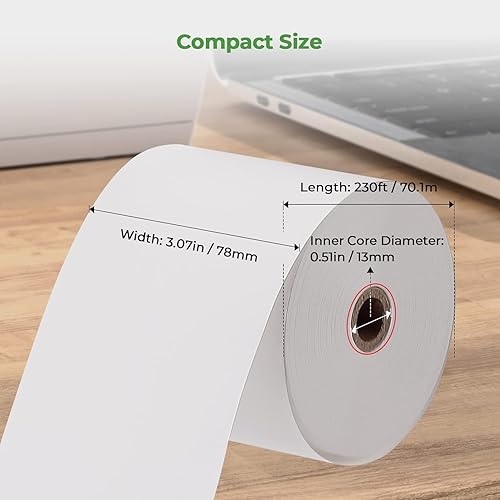 Miniatura 10 de MUNBYN Papel térmico para recibos de 3 18 x 19.6 pies, 50 rollos de papel de recibo para Star Micronics TSP100 TSP143 Epson de 3.150in, registro