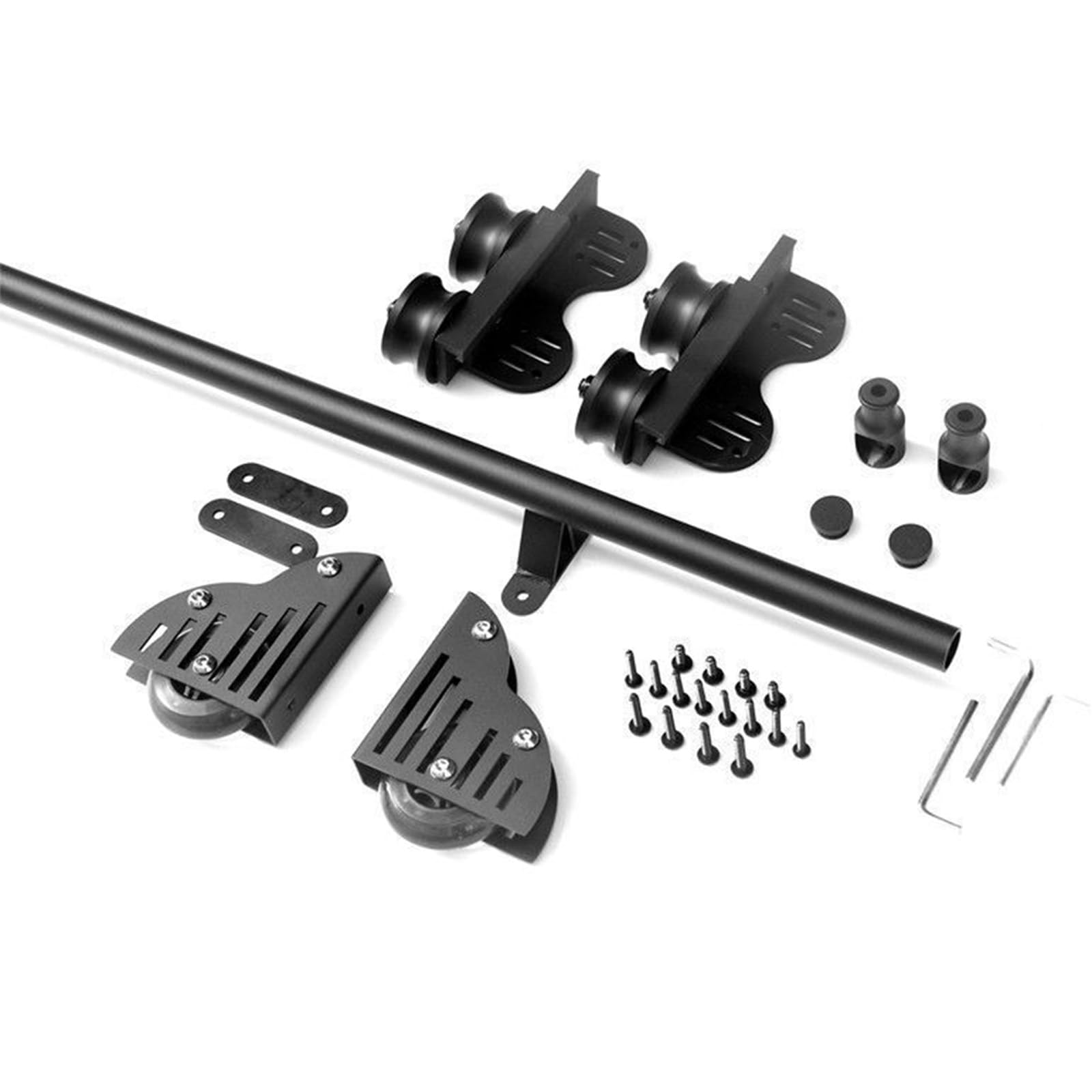 Wujgbnhg Black Sliding Rail Track Hardware Kit,Rolling Library Ladder Hanging Track 5Ft,Sliding Hardware Rustic,For Home/Indoor/Loft/Library,With Floor 3M(10Ft) Track Kit