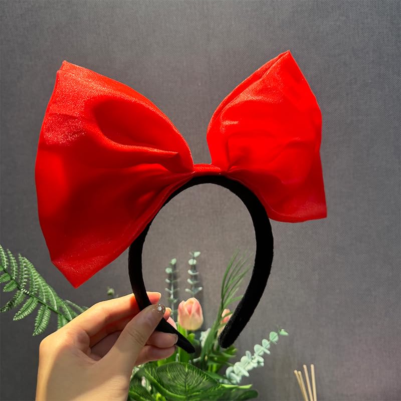 Red Bow Bowknot Headband for Women Halloween Christmas Hair Accessories Bow Hairband Red Bowknot Hairbands for Women Hair Hoop Halloween Headband for Cosplay Party Christmas - Image 3