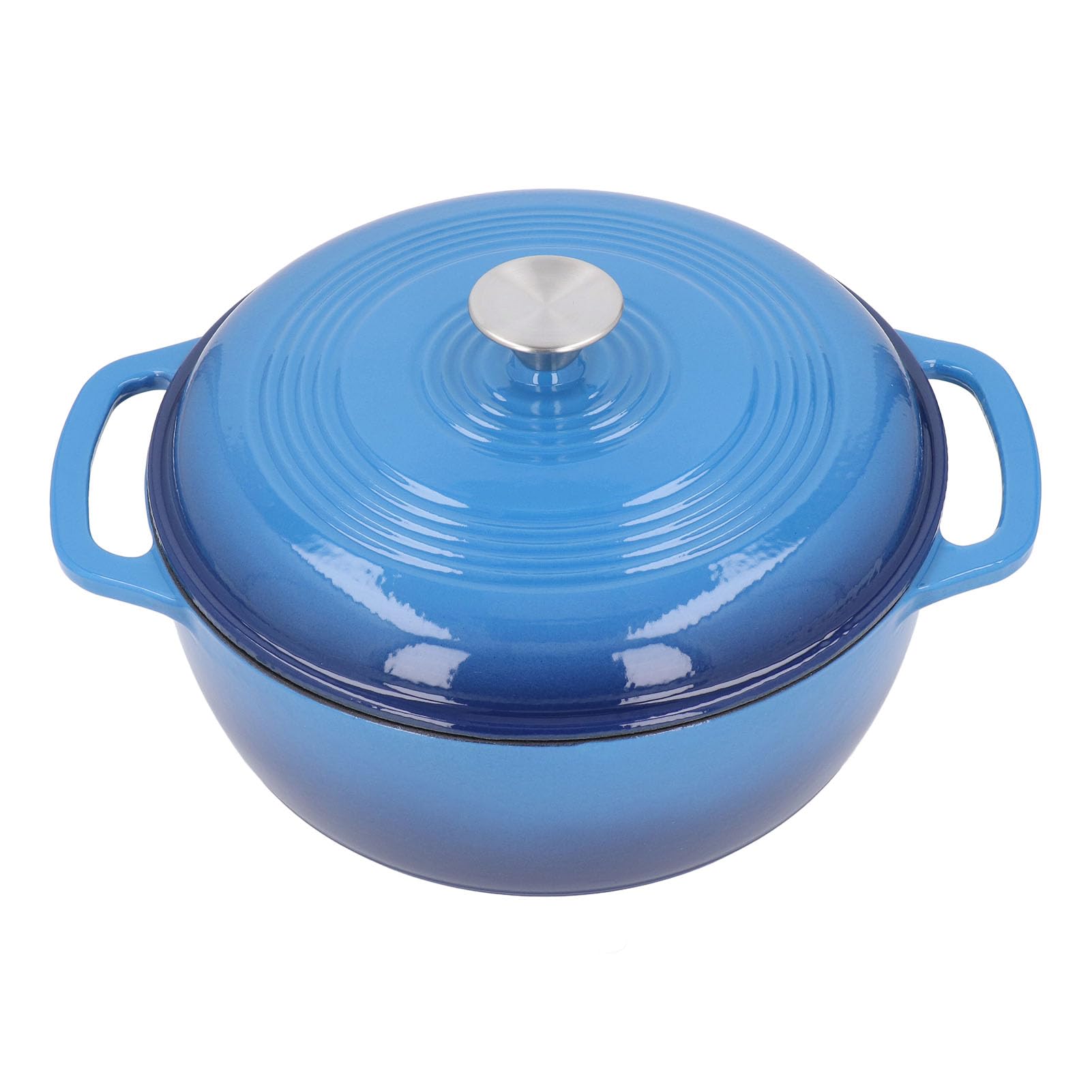Olla redonda esmaltada de hierro fundido, olla de horno de hierro fundido esmaltado con tapa, asas duales para hornear pan, olla esmaltada elegante y práctica con diseño ergonómico
