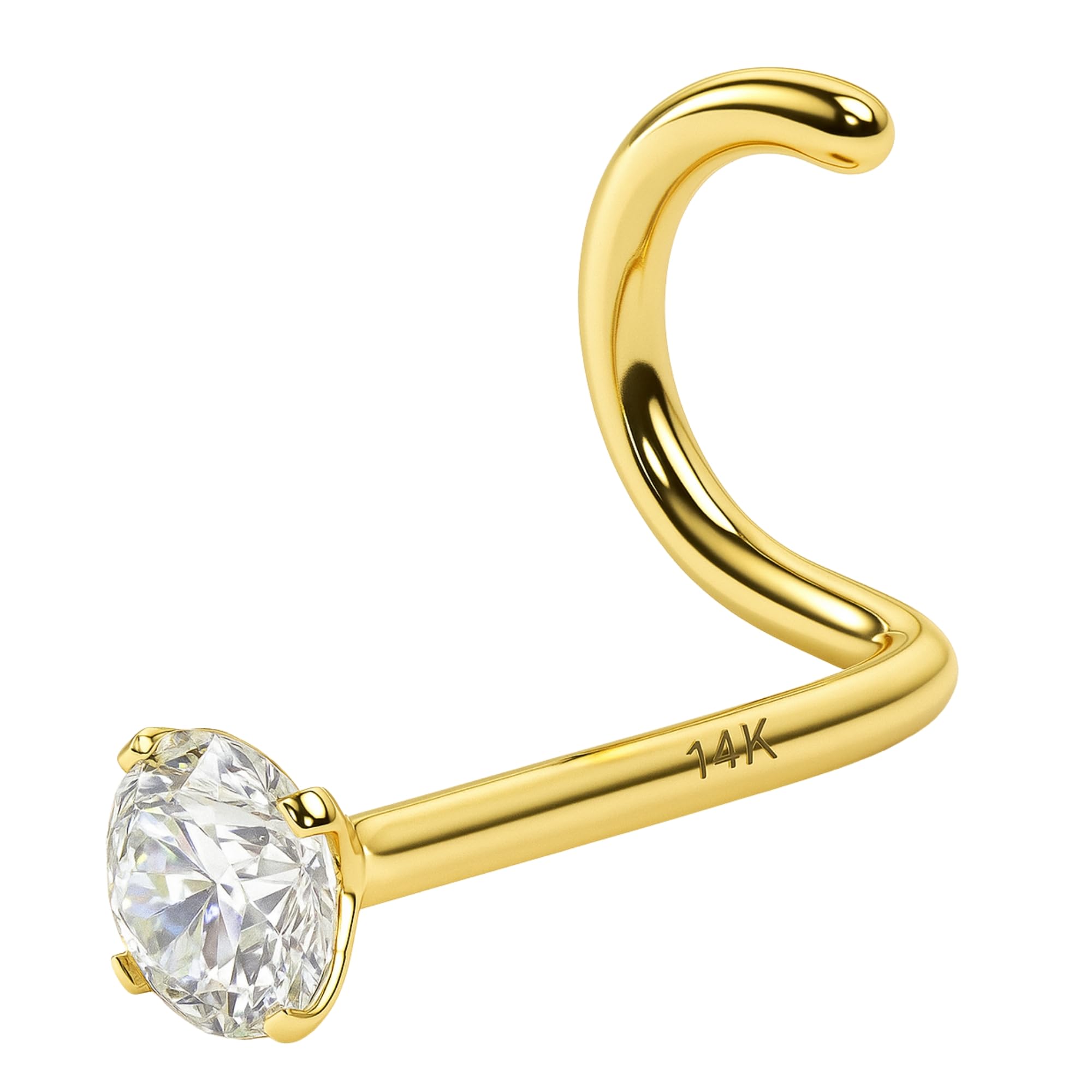 EternalDiaIGI Certified 14K Gold Diamond Nose Stud for Women & Men | 18G & 20G Gold Nose Ring | 1.5mm Nose Stud to 3 mm Nose Piercing Studs | Body Piercing Jewelry | Diamond I-J Color & I2-I3 Clarity