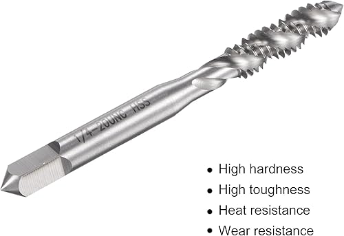 Miniatura 4 de uxcell Grifo de roscado de flauta espiral 14-20 UNC, HSS (acero de alta velocidad) sin recubrimiento rosca de máquina roscado 3 flautas herramienta