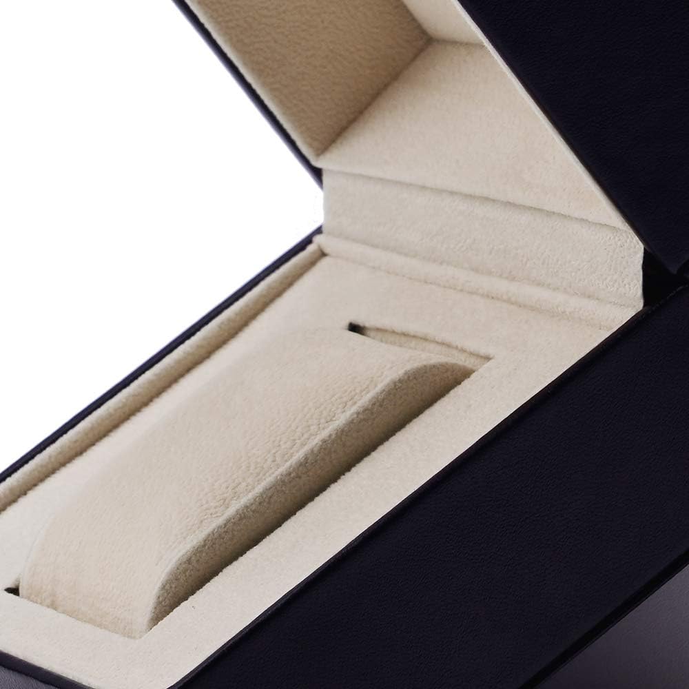 Oirlv Leather Watch Box Suede Interior Jewelry Gift Case (Black)
