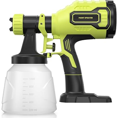 Cordless Paint Sprayer Compatible with Ryobi 18V Battery (Battery Not Included),1000ml/min High Flow,1000ml Container,150 Din/s Max Viscosity,Paint Sprayer for Furniture