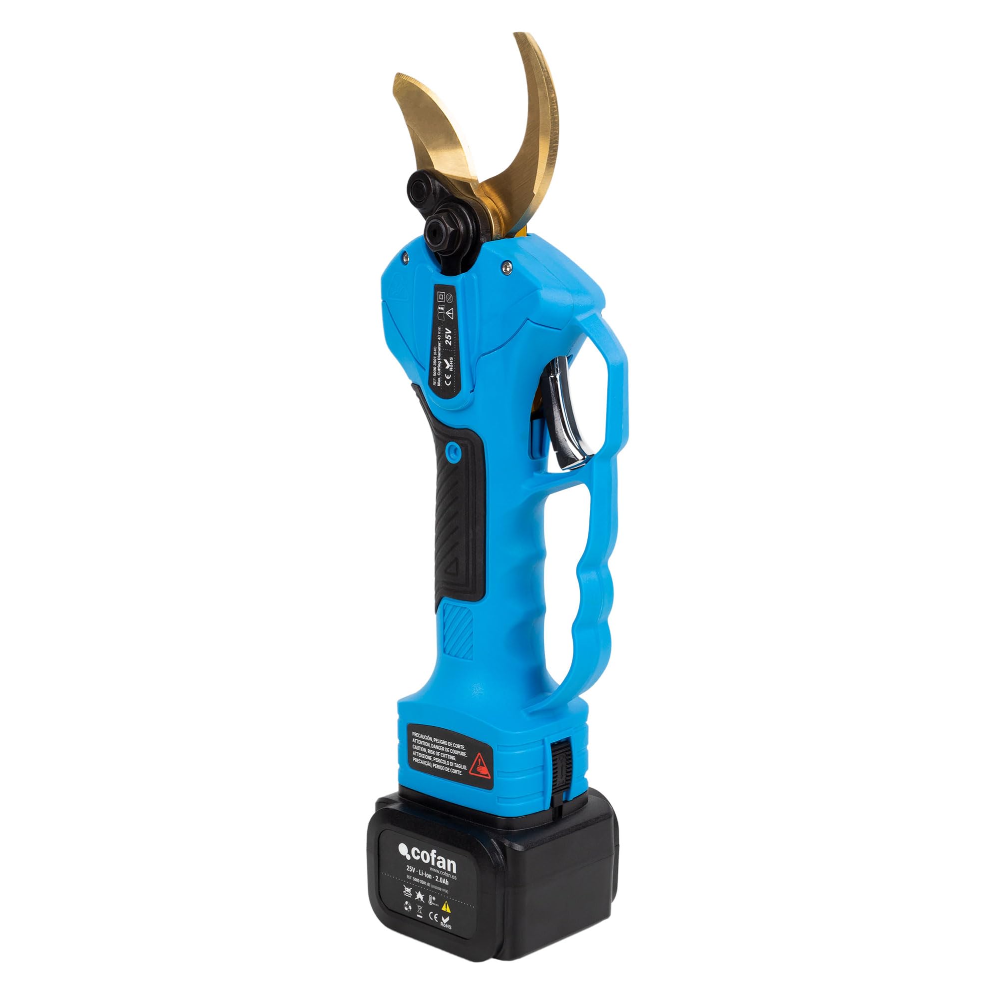 Cofan Kit Completo de Tijeras de Poda Eléctrica con Pértiga Extensible de 130 cm | Ideal para poda de árboles y cosechas con inaccesibilidad