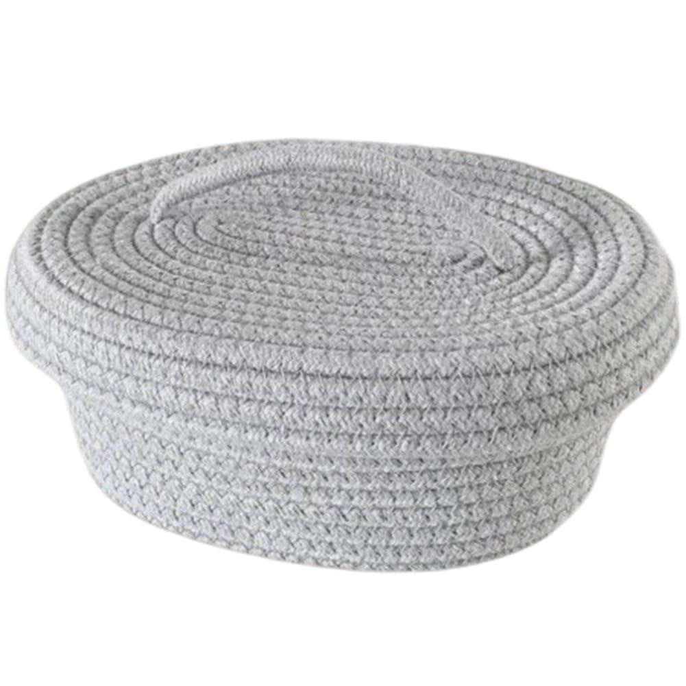 Sslvya Cotton Rope Storage Basket with Lid Dustproof Cosmetics Box for Organizing Phones Household Essentials Books and Towel