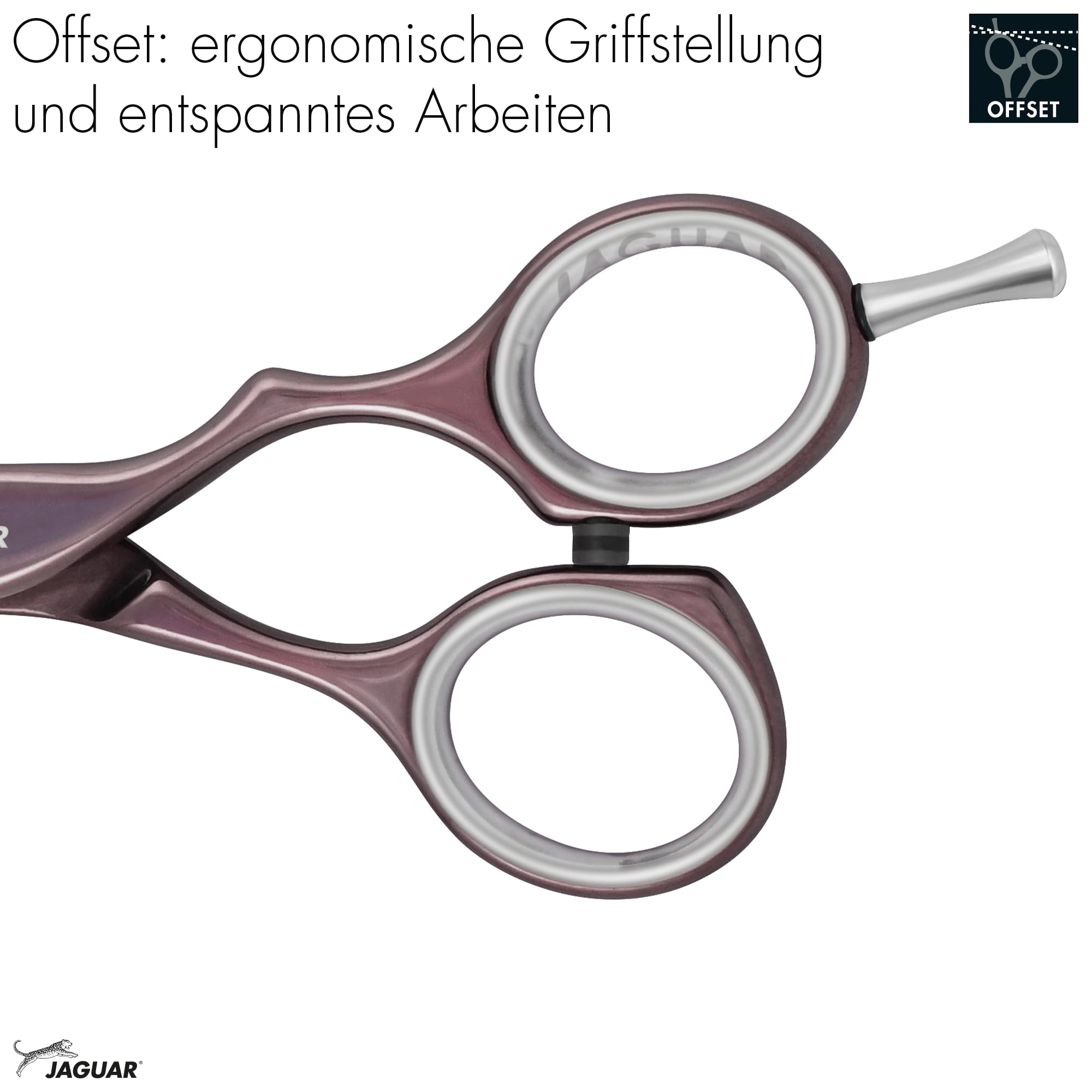 JAGUAR Nożyczki do włosów SO GLAMOROUS Offset 5,5" | Nożyczki fryzjerskie w stylu offsetowym | Antyalergiczna, innowacyjna powłoka High-Tech | Made in Germany
