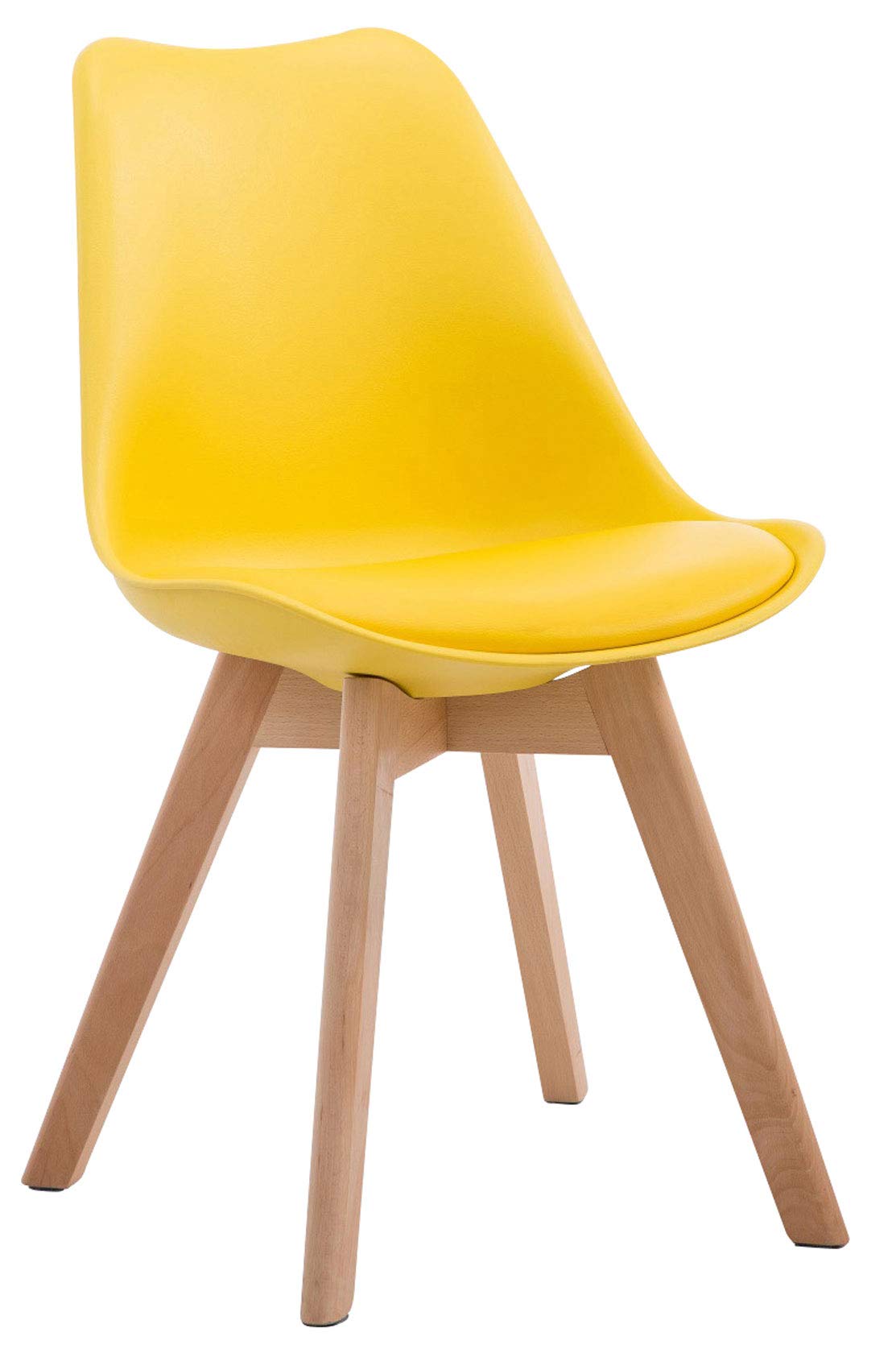 CLP Chaise Retro Design Borneo V2 Similicuir I Chaise Visiteur Pieds en Bois I Dossier Et Assise Rembourrés I Chaise Style Scandinave, Couleur:Vert, Couleur du Cadre:Natura
