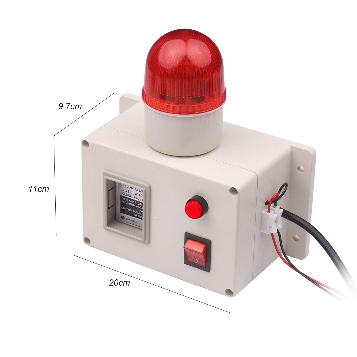 Alarma de Nivel de Agua, Sonda de Acero Inoxidable con Cable de 15 M para Detección de Líquidos, Monitoreo en Tiempo Real con Interruptor de Silencio para (Alarma Agua con