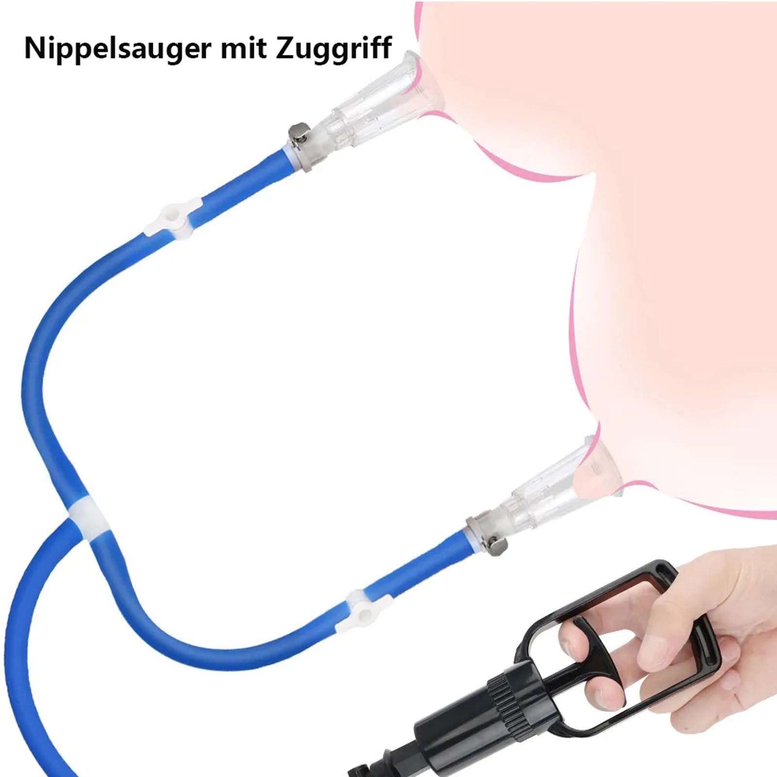 Aspirateur de tétons SM, puissance d'aspiration, pompe à tétons, pompe à seins, agrandissement des seins, succion du clitoris, jouet sexuel SM for femmes(Blau)