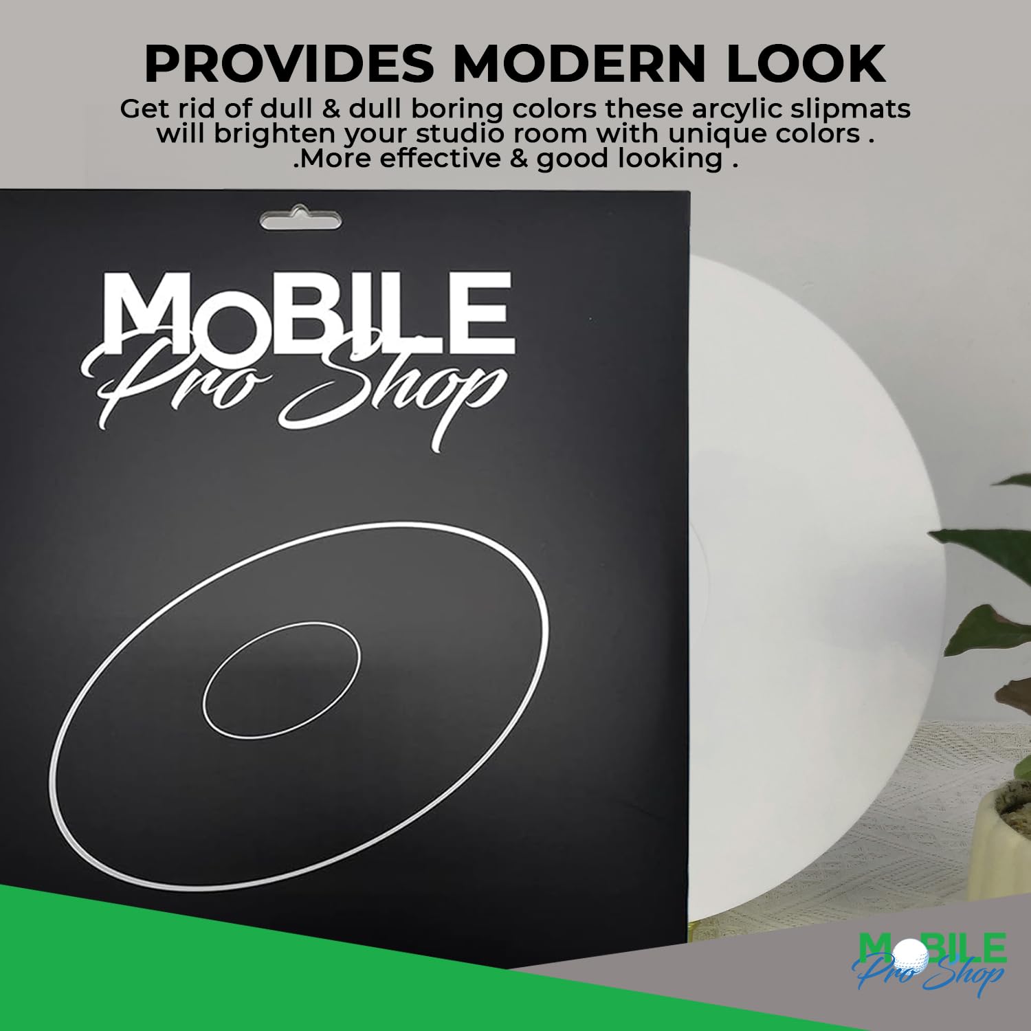 Alfombrilla de acrílico para tocadiscos de vinilo LP – 2,7 mm de grosor proporciona bajos más apretados y mejora la calidad de sonido – Alfombrilla de plato de 12 pulgadas (blanco)