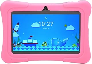 Dpofirs Android Tablet, 7Inch Android 10 Tablet, 1GB RAM 32GB ROM, 512GB Expandable, 3000mAh, Dual Camera, Quad Core 1.5GHz, Preinstalled Kids App, Gifts (Light Pink)