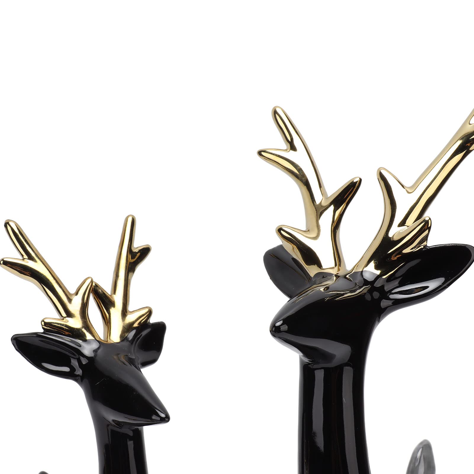 Juego de 3 figuras de reno de resina para decoración de mesa o vino (oro negro)