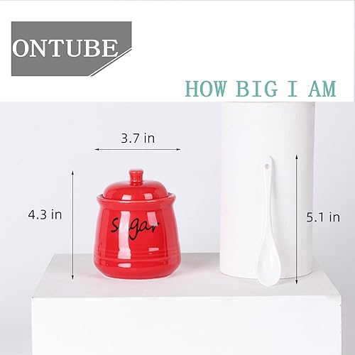 Miniatura 8 de ONTUBE Azucarero de cerámica con tapa y cuchara 12oz (azul marino)