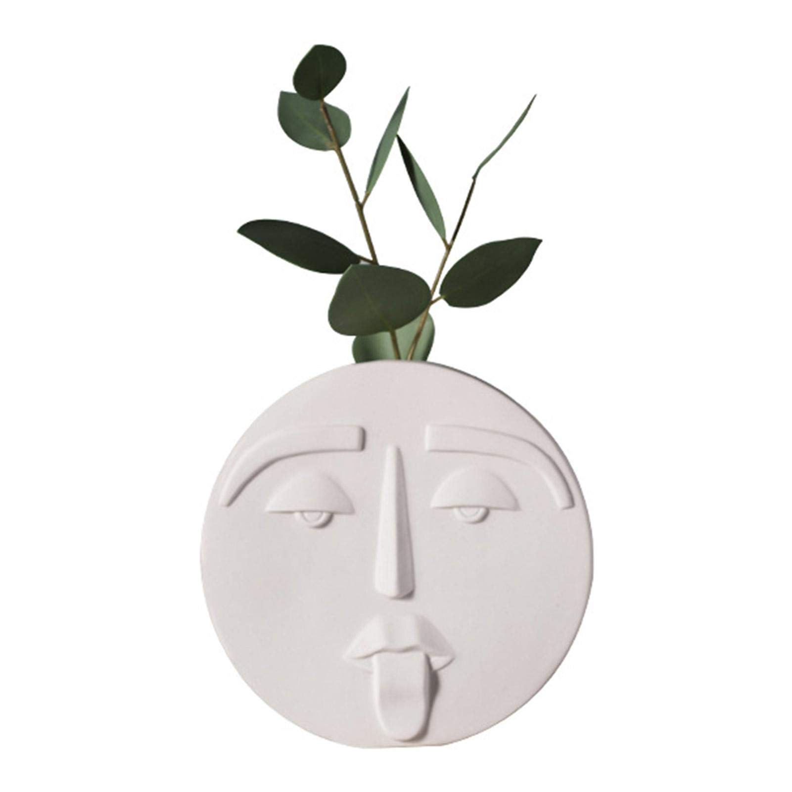 Stared Ceramic Head Planter, Creative Face Vase Succulent Flower Pot Indoor Outdoor Dried Flower Vase For Bedroom Living Room-1