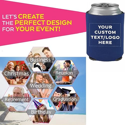 Miniatura 3 de Custom Wedding Can Cooler, Personalized Beer Can Cooler Sleeves for Anniversary Birthday Gift Wedding Favor,College Graduation Retirement Party