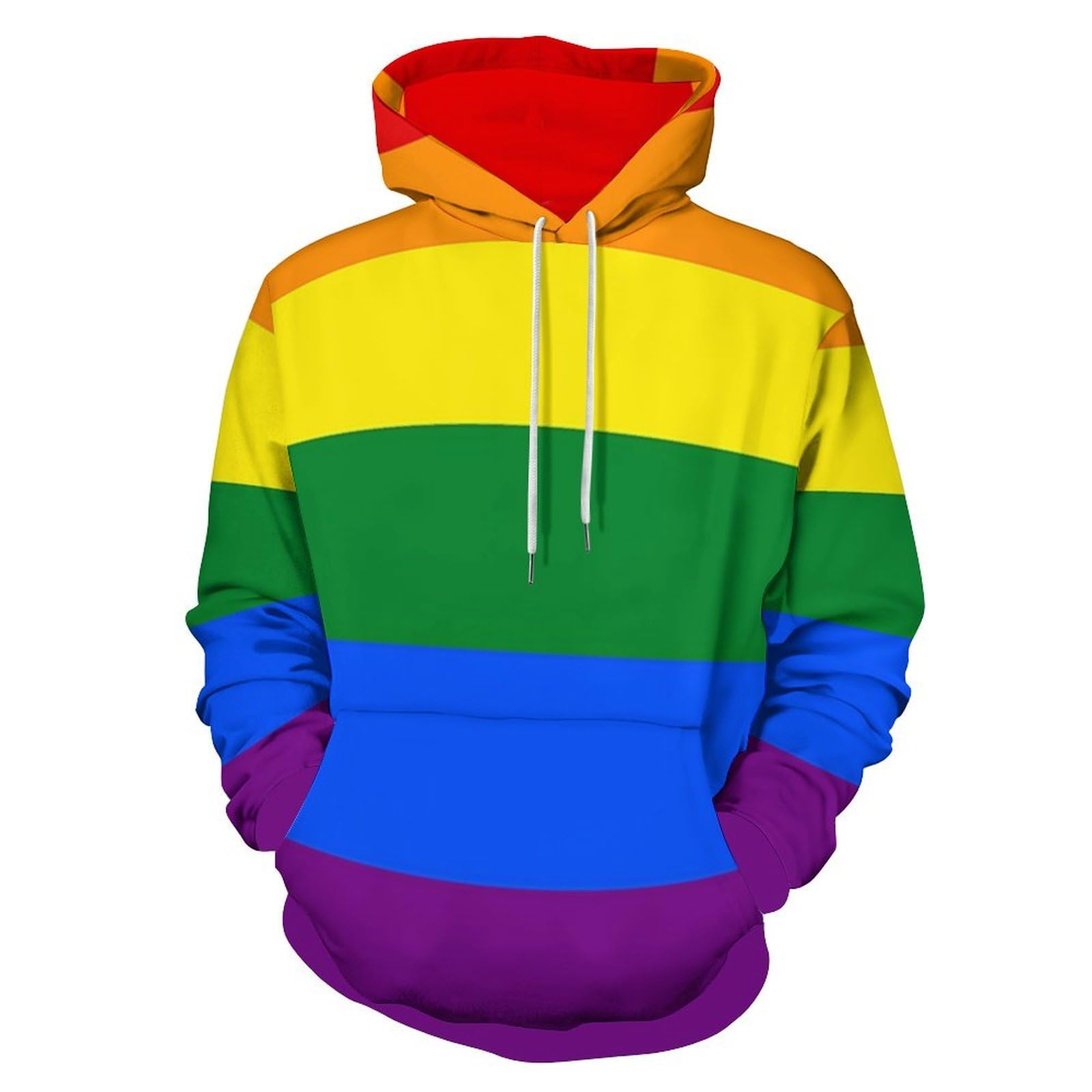 peiyeety Mens Womens Long Sleeve Drawstring Hoodie Rainbow Lght Flag Pullover Sweatshirts with Kangaroo Pocket