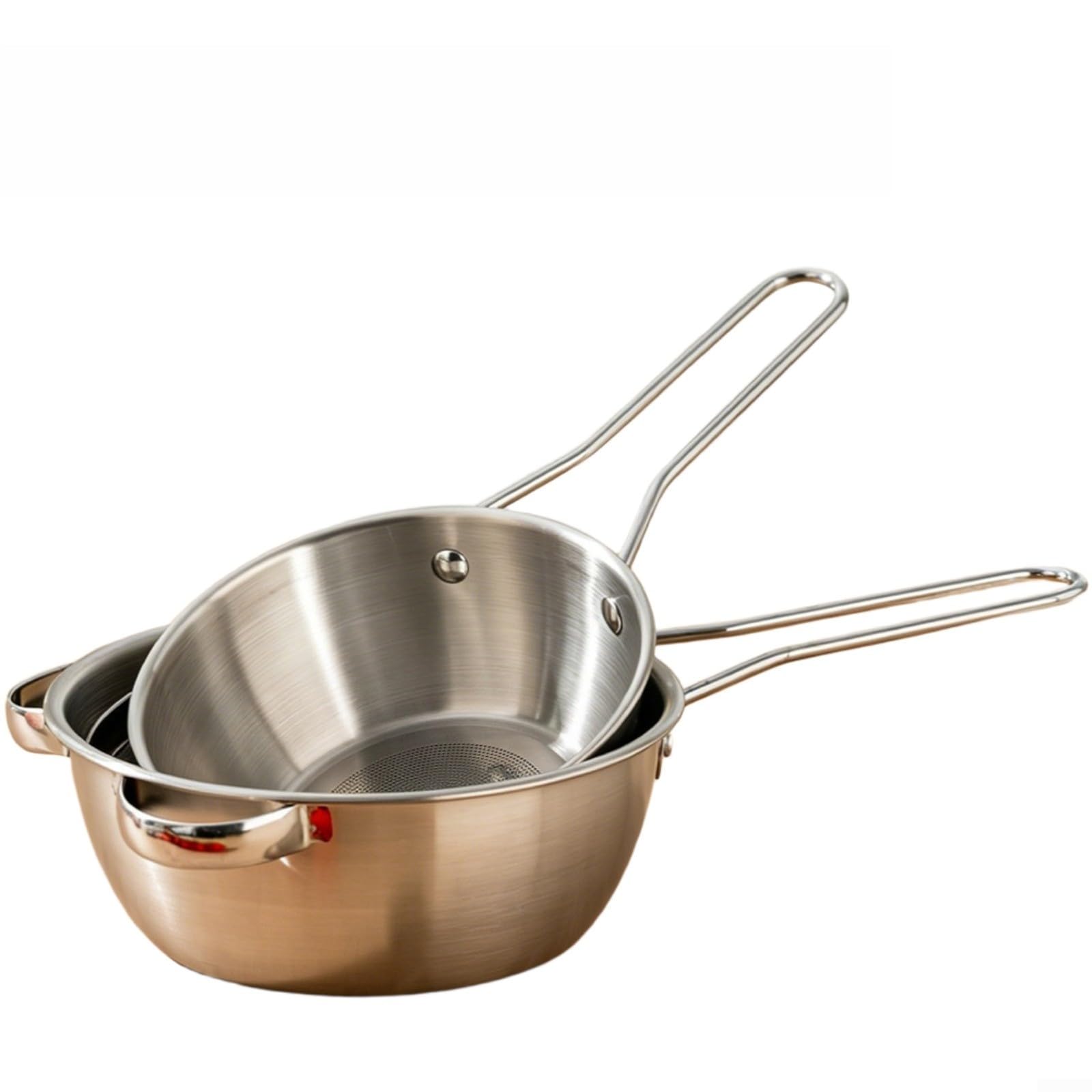 Colador de acero inoxidable 304 de malla fina con mango ergonómico para cocina plateado (2 uds)
