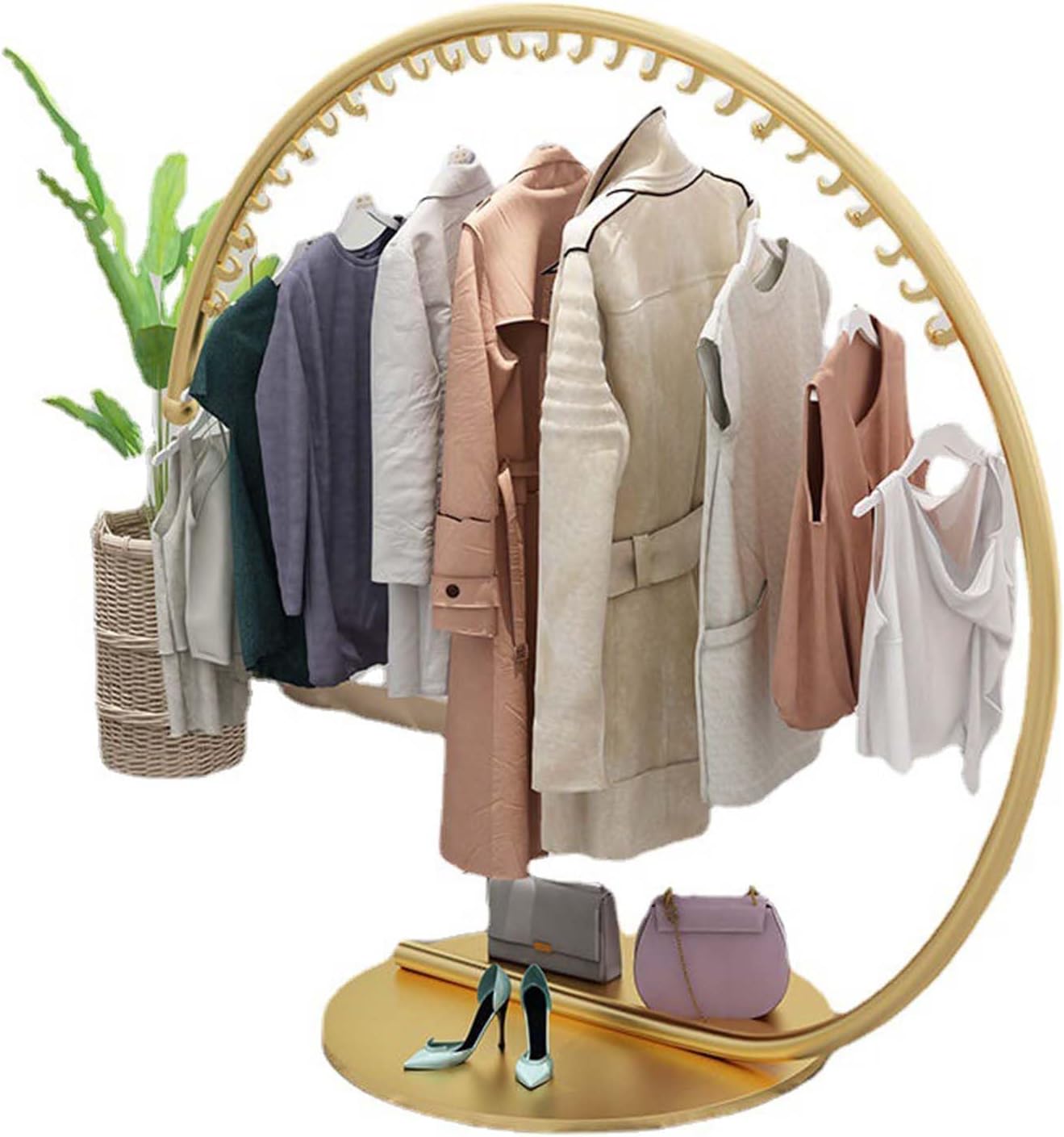 Perchero Perchero De Metal Con Estante Inferior Perchero Para Colgar Ropa, Camisas, Jeans Y Abrigos Dorado (Oro A)