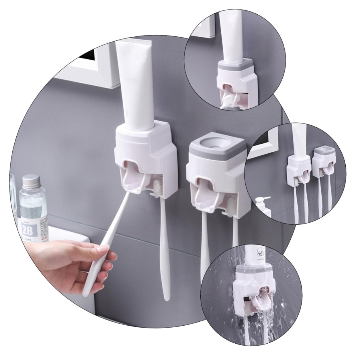 Mobestech 3stücke Multifunktionaler Zahnbürsten Und Zahnpasta-Organizer Wandmontierter Einfacher Installationszahnputzhalter Bohren Für Badezimmer