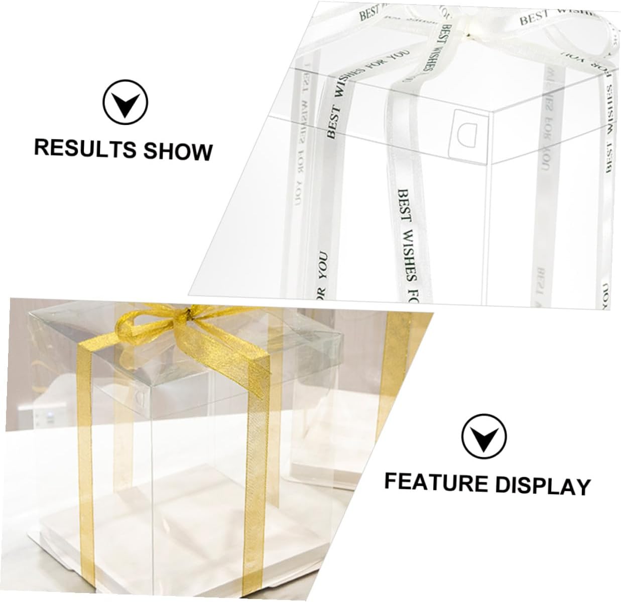SAFIGLE 5pcs 8-inch High Cake Packing Boxes Square Single Layer Baking Cake Storage Containers with Random Ribbon for Birthday Party Packaging