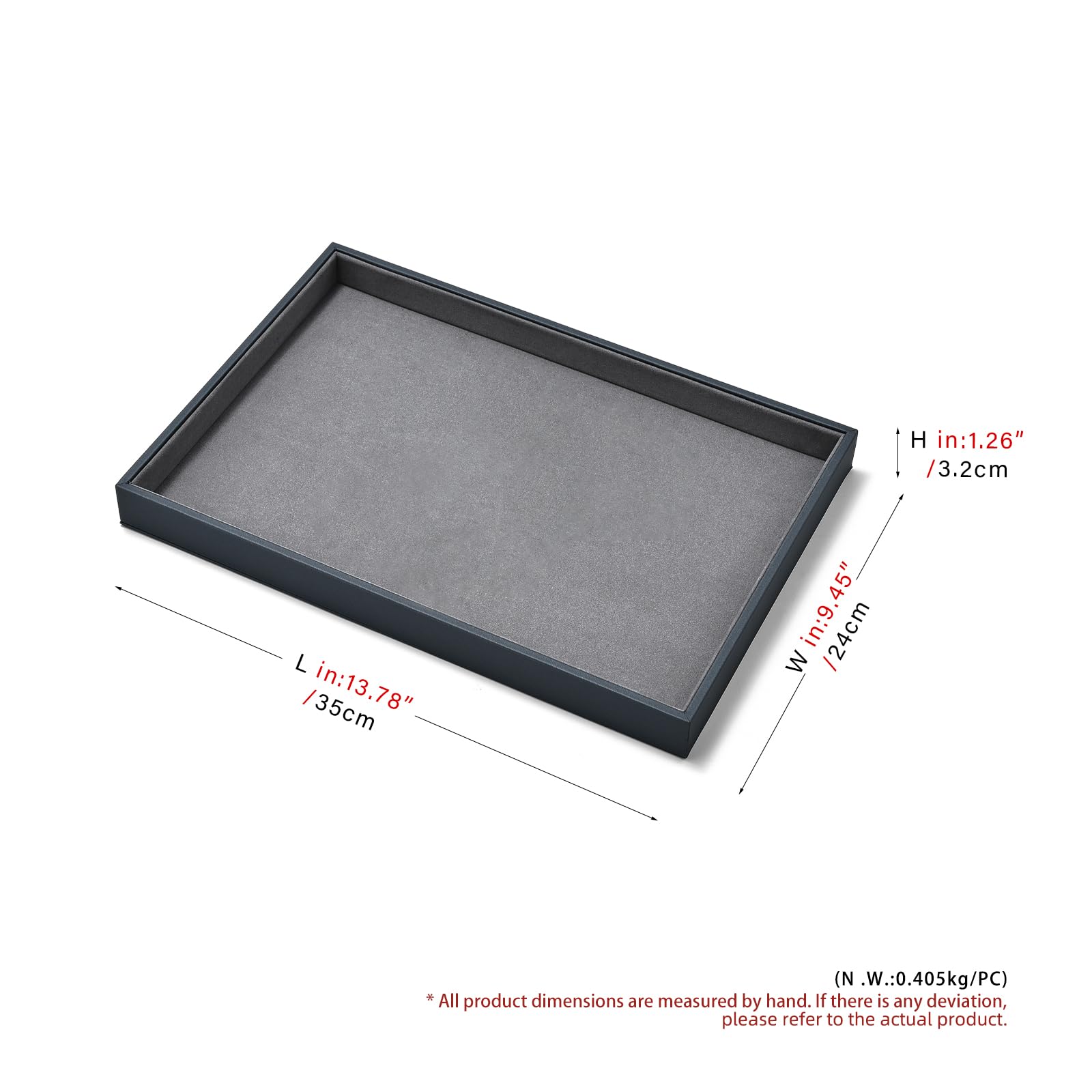Oirlv Bleu-Gris Microfibre Plateau à Bijoux Pour Rangement Des Bijoux Plateau à Bijoux Organisateur