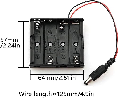 4PCS 6V Power Box 4X AA Battery Holder Case with DC 5.5x2.1 Connector Mate with Barrel Jack Connector for Arduino