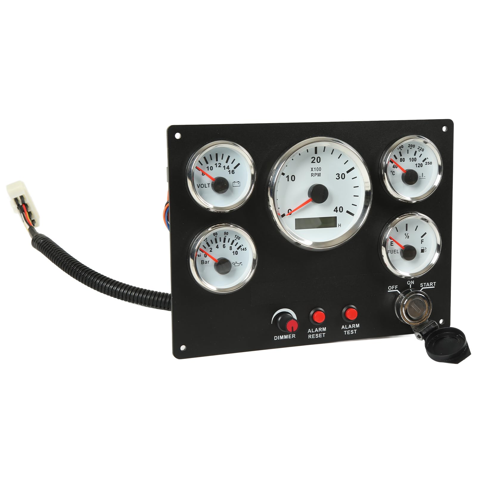 Cruscotto Per Barche, Voltmetro Antifog 5 Cruscotto Cruscotto Multifunzione Temperatura dell'acqua IP67 Impermeabile Per Yacht Agricolo (Quadrante bianco)