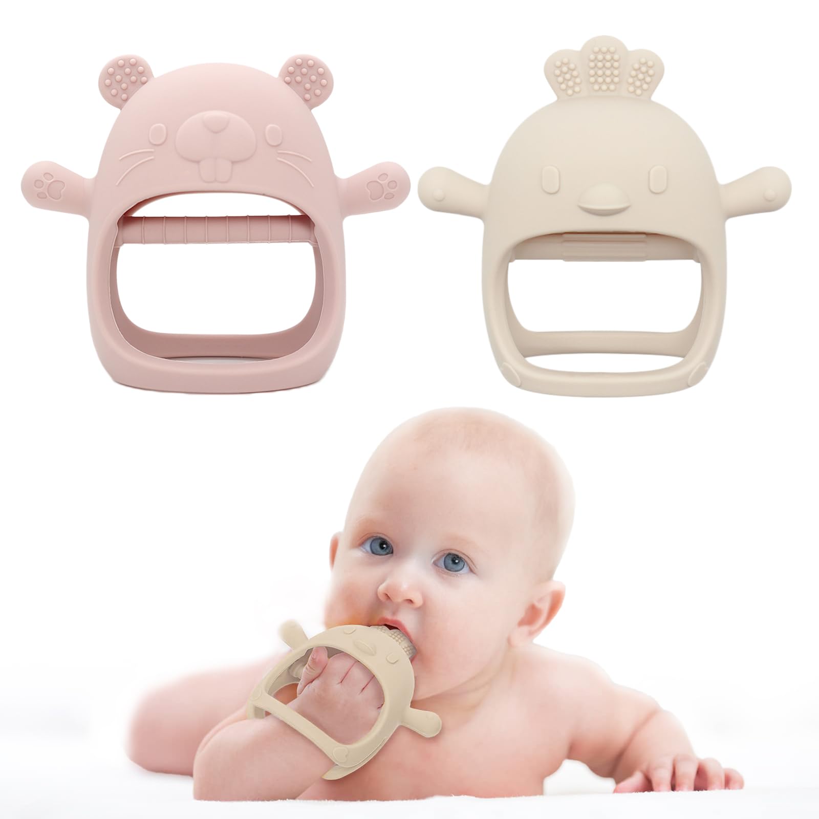 Teething-Silicone-Teether 2 Pack Teething Toys for Baby