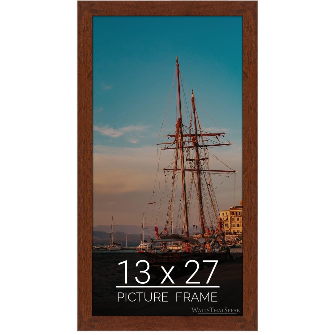 wallsthatspeak 13x27 Dark Walnut Rustic Pine Picture Frame for Puzzles Posters Photos or Artwork