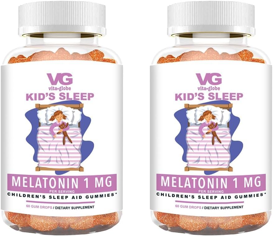 VitaGlobe Kid’s Sleep 1mg Gummy – Non-GMO, Vegan and Sleep Aid Supplement, Relieves Occasional Sleeplessness, 60 Count (Pack of 2)