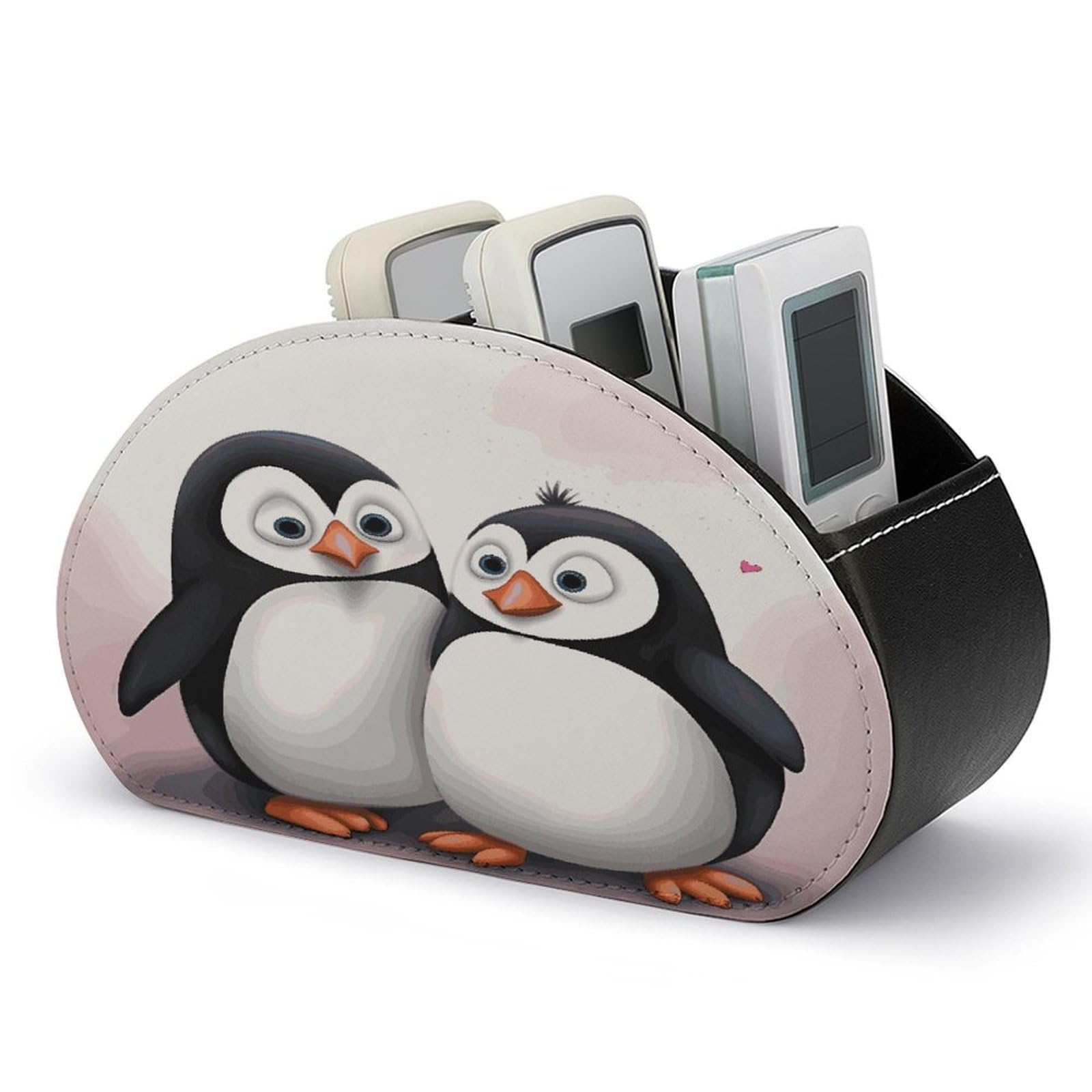 Btcowzrv Style I Love Penguins Remote Control Holder With 5 Compartments