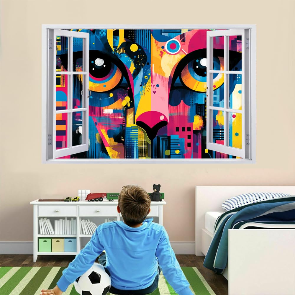 3D Wandtattoo Wanddurchbruch, Vogel Wald Baum Durchbruch Wandaufkleber für Kinderzimmer, sticker für Wohnzimmer, Sonne, Berg, Karikatur Selbstklebend Wandsticker, Wandbild Junge Mädchen Schlafzimmer