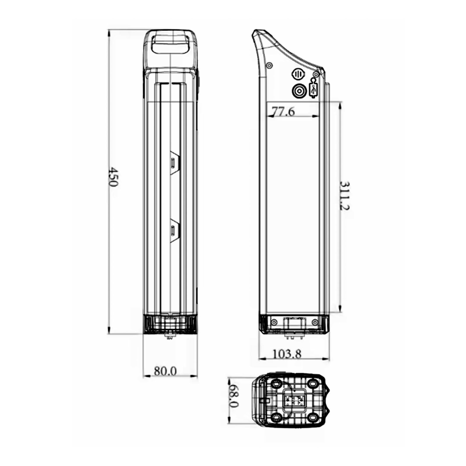 Batteria per bici elettrica pieghevole da 36V/48V 15,6Ah/18Ah/21Ah/10,4Ah/12,8Ah/14Ah, adatta per bici elettrica pieghevole Argento Mini Max // argento piuma con caricabatterie (36V 15.6Ah)