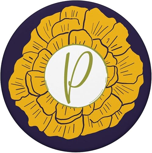 Miniatura 3 de PopSockets - Soporte para teléfonos y tabletas, diseño de letra P de caléndula, color amarillo y azul