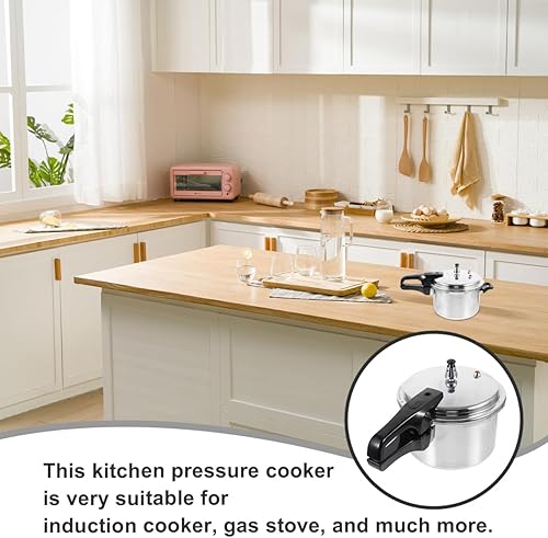 Miniatura 8 de DOITOOL Olla a presión de aluminio de 7.9 in7.9 pulgadas inferior pequeña olla a presión para inducción de estufa de gas para cocina casera, plata