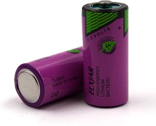 (2-Pack) 3.6V TL-5955 2/3AA Battery for Tadiran TL-2155, TL-4955 | Li-SOCl2 non-rechargeable battery; replaces TL-5155, TL-5955, Xeno XL-055F, Comp-100 and ER14335. Size: 14.5 x 33.5mm.