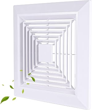 Gosknor Bathroom Exhaust Fan Cover, 9x9 Inch Square Ceiling Ventilation Fan Grille with Springs