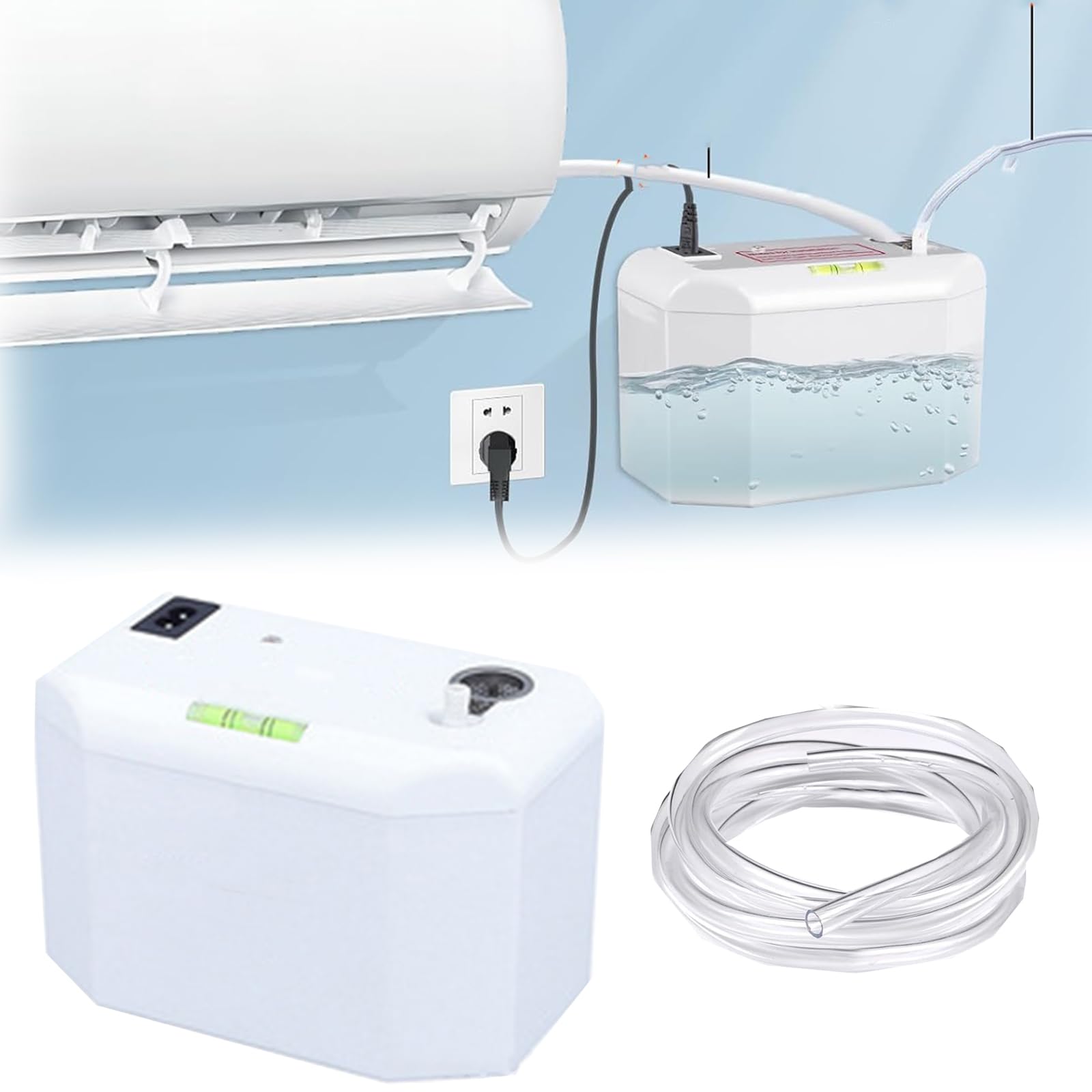 Bomba De Condensado, 24l/H Bomba De Agua De Condensado Con 5m Manguera 200ml Bomba De Condensado Aire Acondicionado Sistema De ElevacióN De Condensado Alarma De Desbordamiento Drenaje AutomáTico