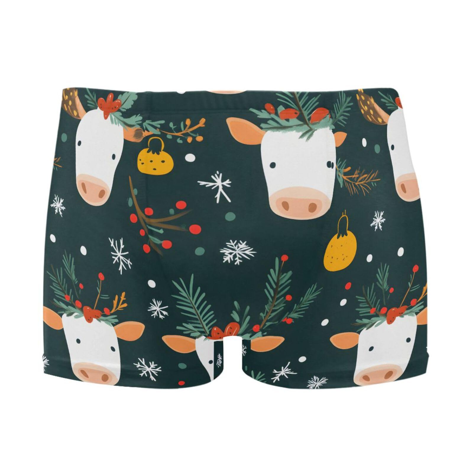 UMIRIKO Mens Swim Trunks Christmas Cow Holly Square Leg Swimwear Bathing Suits Swimsuit for Men XL 202b8249