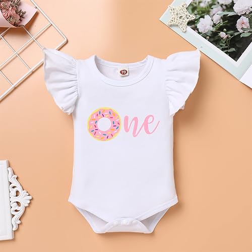 Miniatura 2 de IMEKIS Traje de 1er cumpleaños para bebé niña con estampado de girasol y durazno + pantalones cortos con volantes + diadema para sesión de fotos de