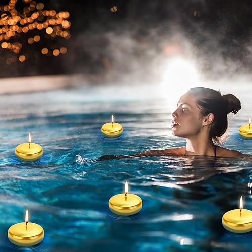 Miniatura 9 de Velas flotantes de 3 pulgadas de combustión continua durante más de 13 horas, sin olor, sin humo, blancas, antigoteo, velas decorativas adecuadas