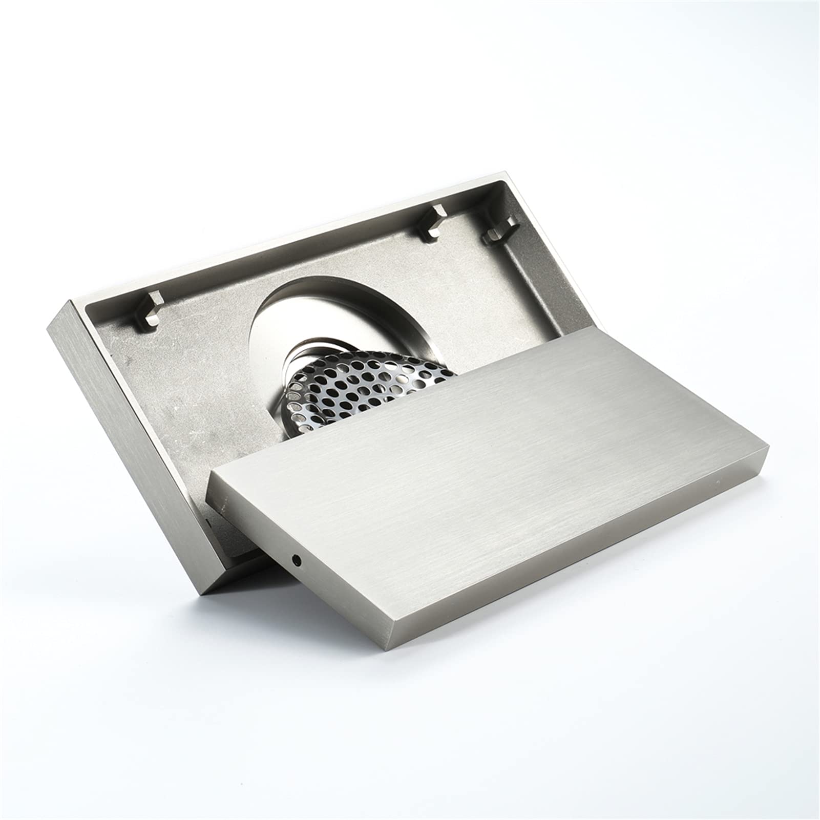 Scarico doccia nichel spazzolato, scarico a pavimento doccia con griglia removibile, scarico a pavimento basso per cucina bagno, fermacapelli,Rectangular