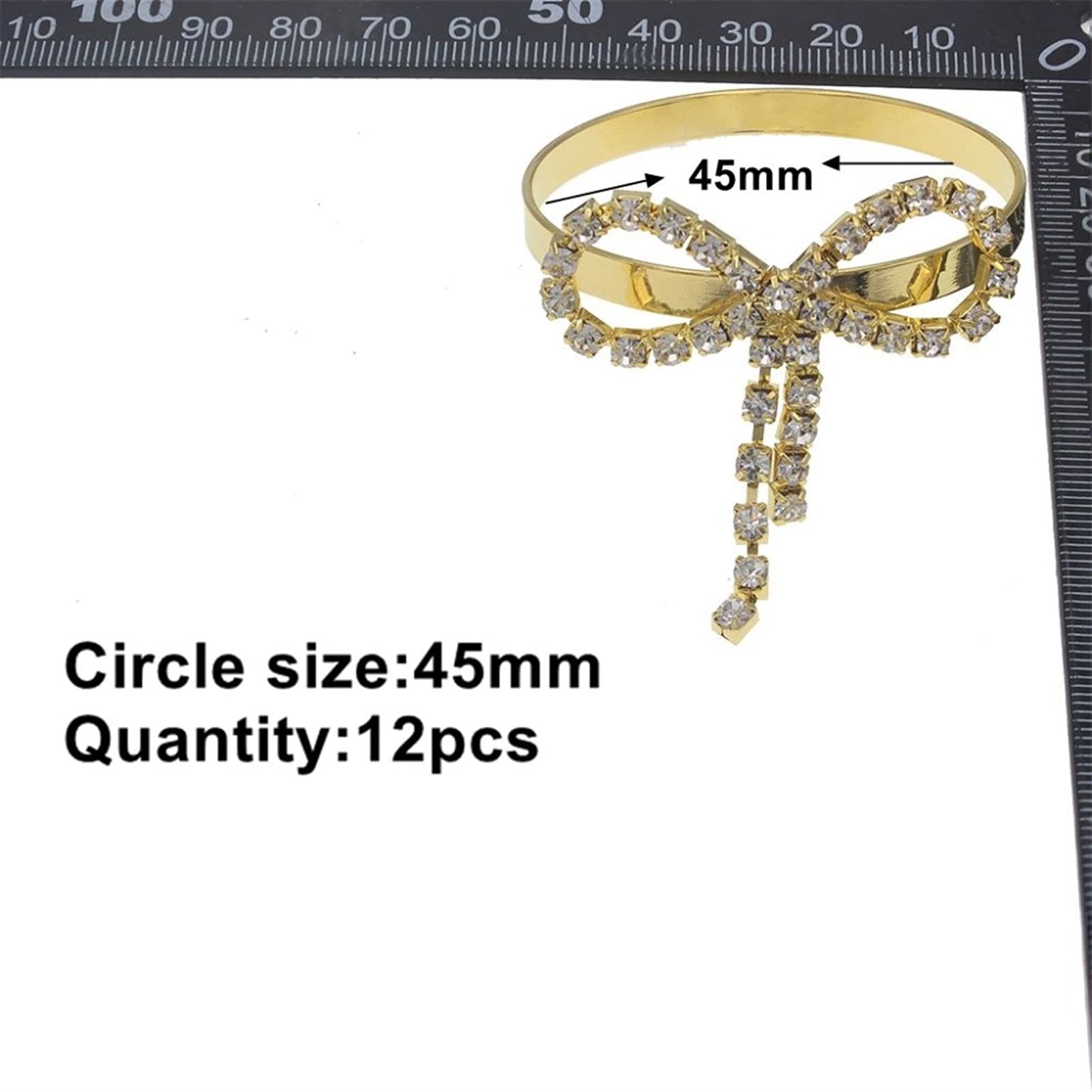 Serviettenringe mit Strasssteinen, 12 Stück, aus Metall, Gold, Silber und Kristall, ideal für Hochzeiten, Tischdekoration und Hotelbedarf.,Gold
