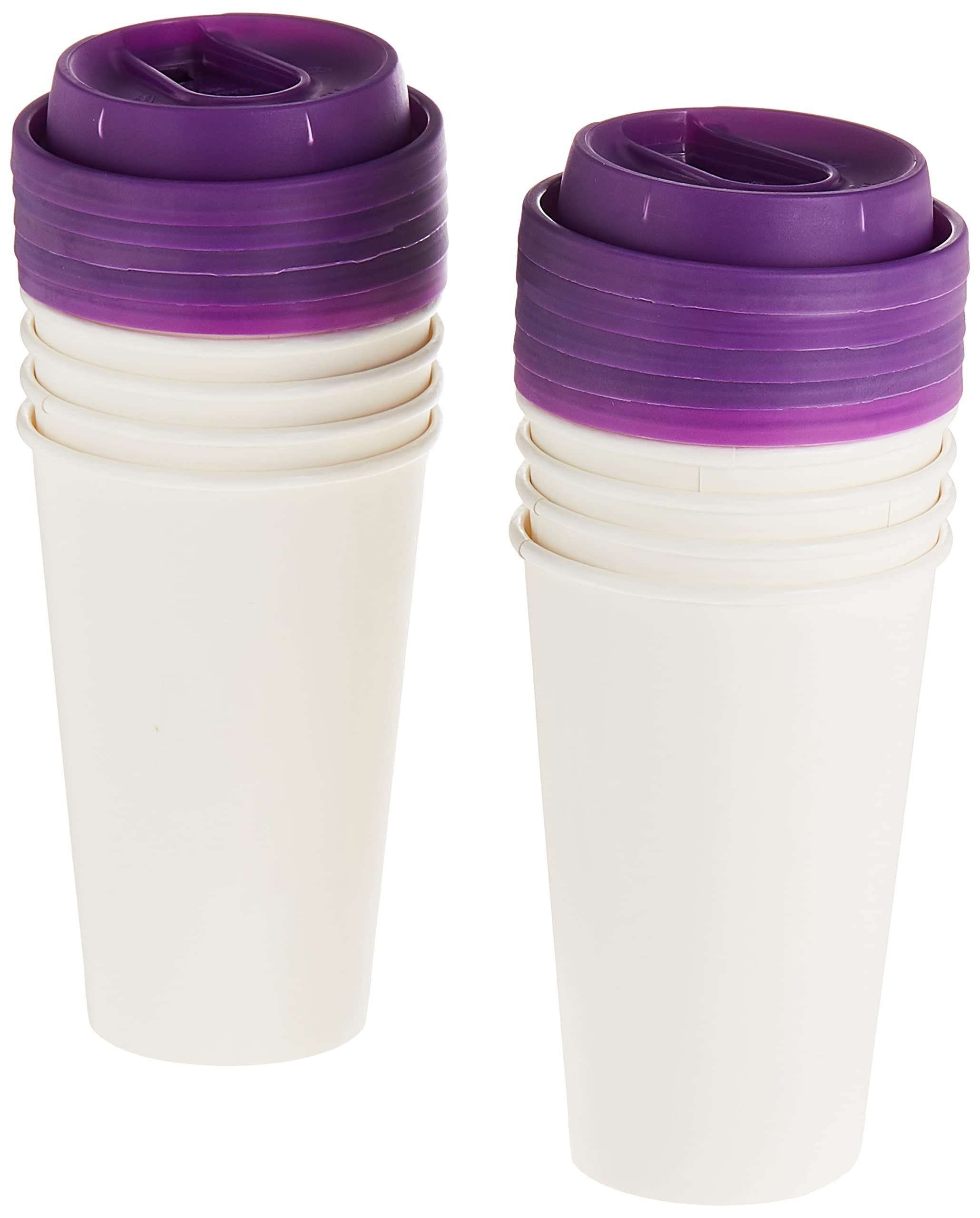FUN BY AL BAYADER فن Paper Cups with Lids and heat protection Sleeves ,473ml (Pack of 10), Purple