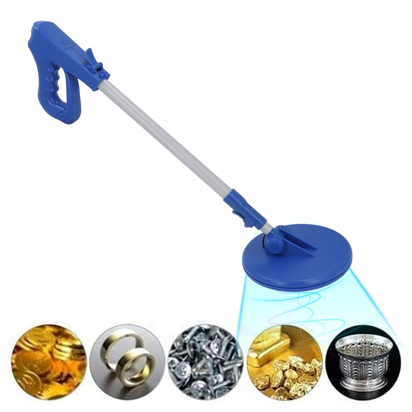 Detector de Metales de Mano Luz de Sonido Bobina de búsqueda rápida IP68 Patio a Prueba de Agua Playa de césped
