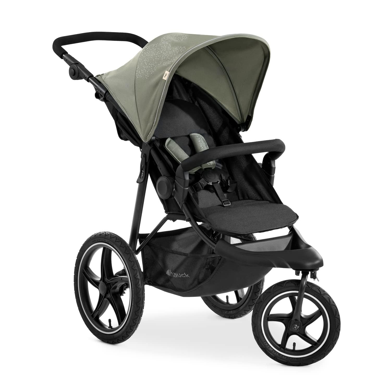 Hauck Disney Stroller Runner 2 for Kids, Large Pneumatic Tyres 3 Wheels, Up to 25 kg, UV Protection 50+ with Sleeping Function, Height Adjustable, Foldable, Mickey Mouse, Olive